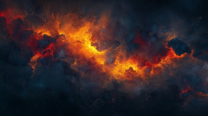 Fiery cloudscape, abstract art, dark fantasy background.