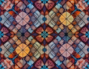 Abstract Kaleidoscopic Pattern With Geometric Shapes And Vibrant Hues