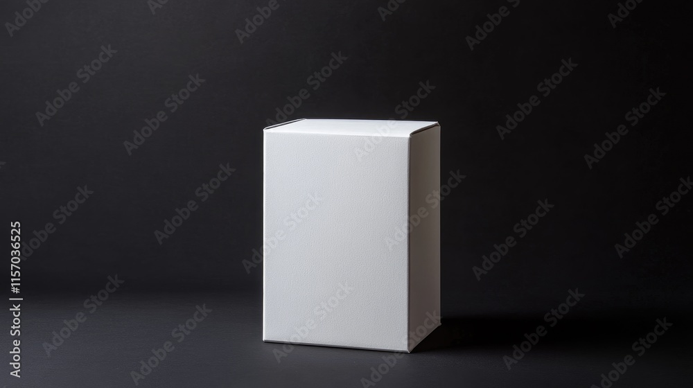 Poster minimalist white milk box on a dark background highlighting product packaging and design for creativ