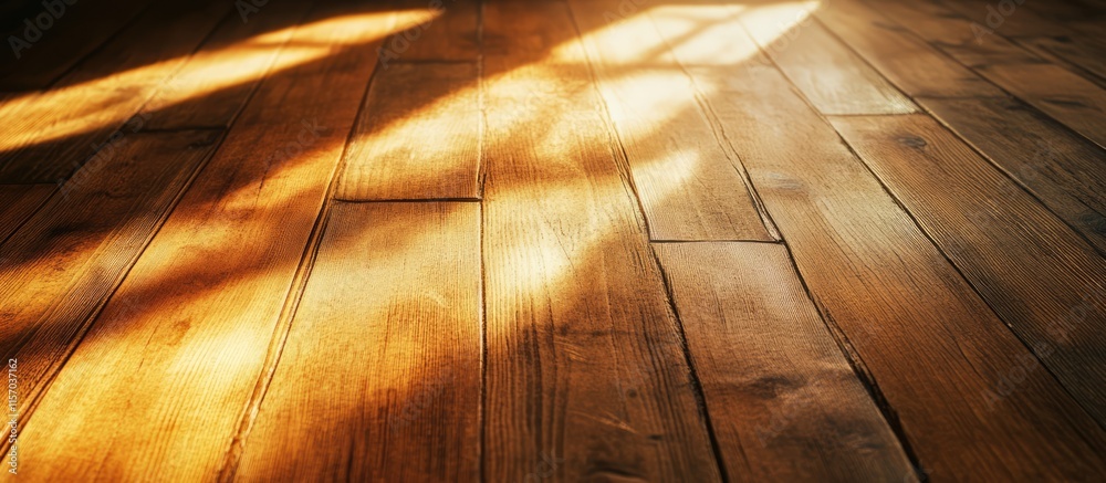 Aufkleber cozy warm wooden floor with sunlight rays creating inviting atmosphere and beautiful natural light e