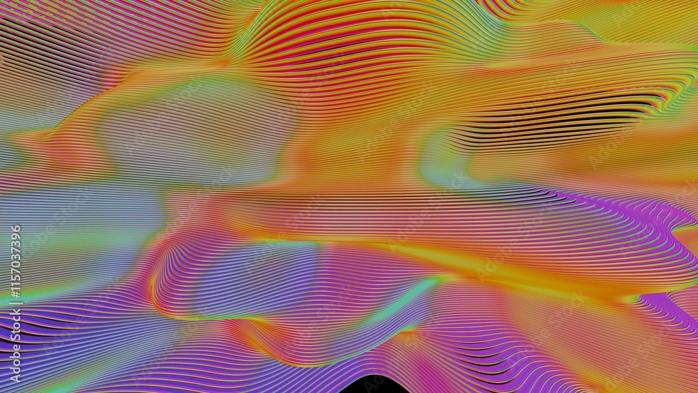Fototapete dynamic abstract landscape with colorful gradient waves