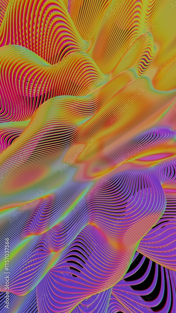 Aufkleber Dynamic Abstract Landscape with Colorful Gradient Waves