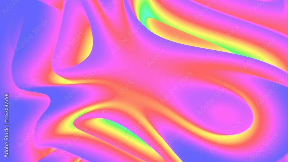 Poster vibrant abstract gradient with soft rainbow curves