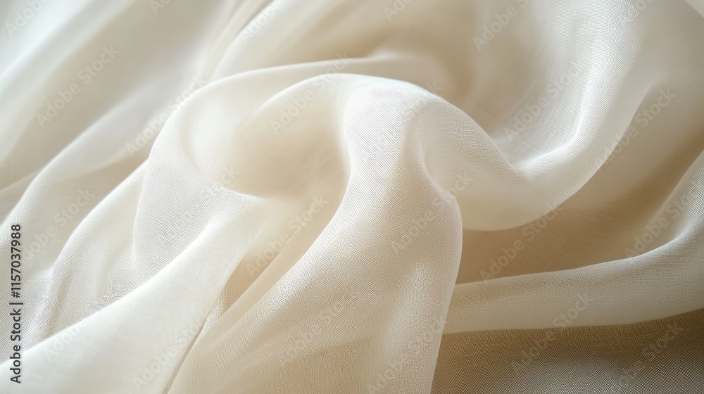Aufkleber Elegant white silk fabric texture creating a soft and smooth background ideal for luxurious designs and artistic projects.