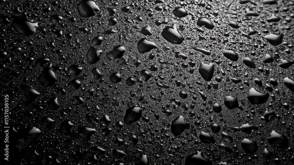 Leinwandbilder black surface with water droplets creating a striking texture suitable for backgrounds and design el
