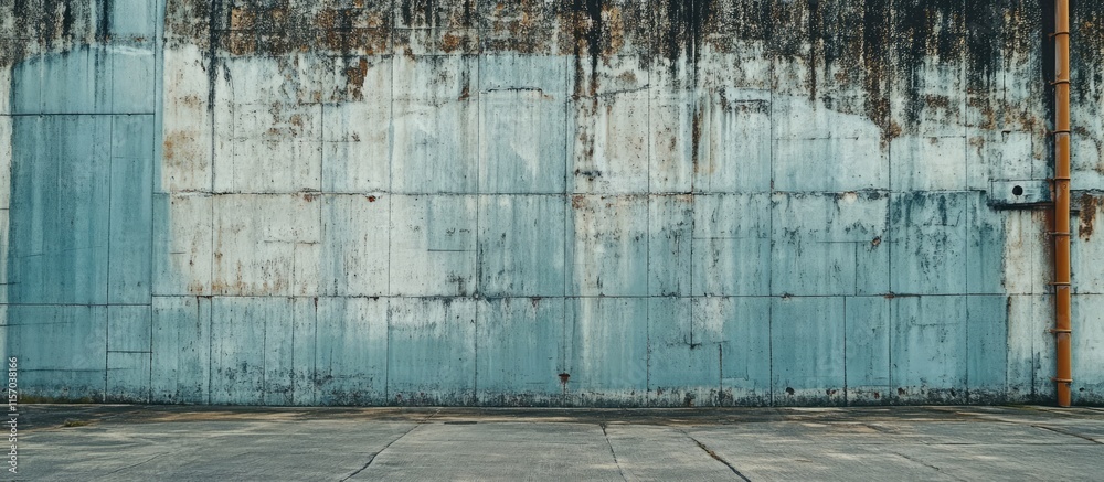 Poster textured industrial wall with blue and gray tones featuring weathered concrete and rust details idea