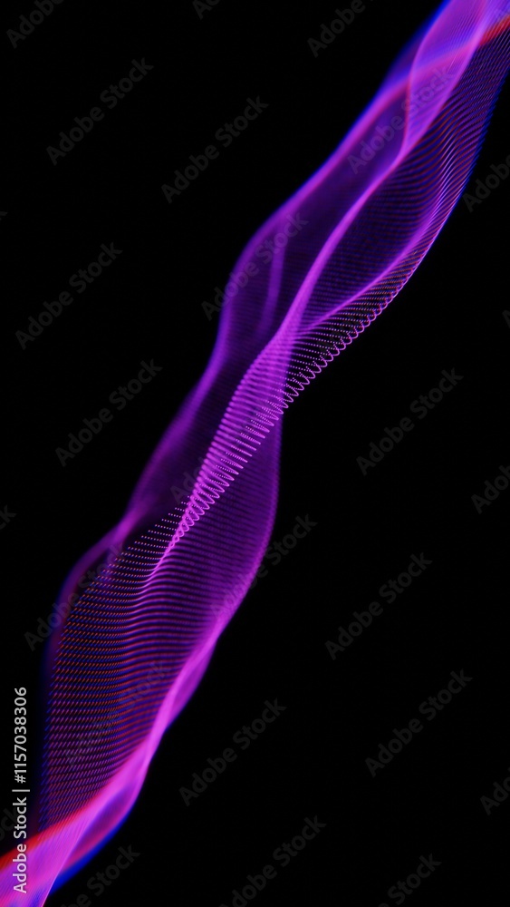 Poster futuristic abstract waves with purple light and particles