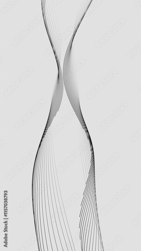 Poster Abstract Minimalist Flowing Lines with Dots on White Background