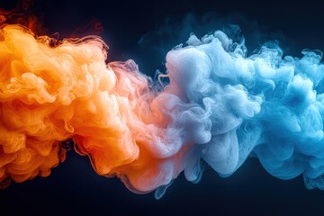 Fototapeta premium A Stunning and Colorful Smoke Explosion Featuring Beautiful Hues of Blue and Orange