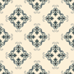 Obraz premium Soft green and cream classic Victorian traditional seamless damask pattern, vector illustration pattern, ethnic pattern, design for wallpaper, fabric, and backdrop.