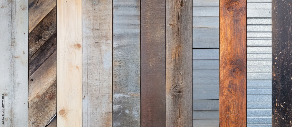 Fototapete Rustic wooden planks background showcasing a variety of textures ideal for design projects and creative applications