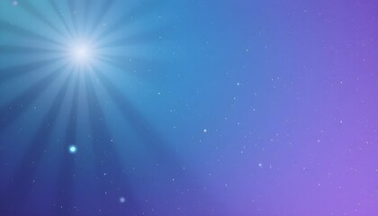 Fototapeta premium A digital abstract background with a bright white sun in a blue and purple sky with white specks, a gradient from light to dark, and a smooth, soft, and dreamy look.