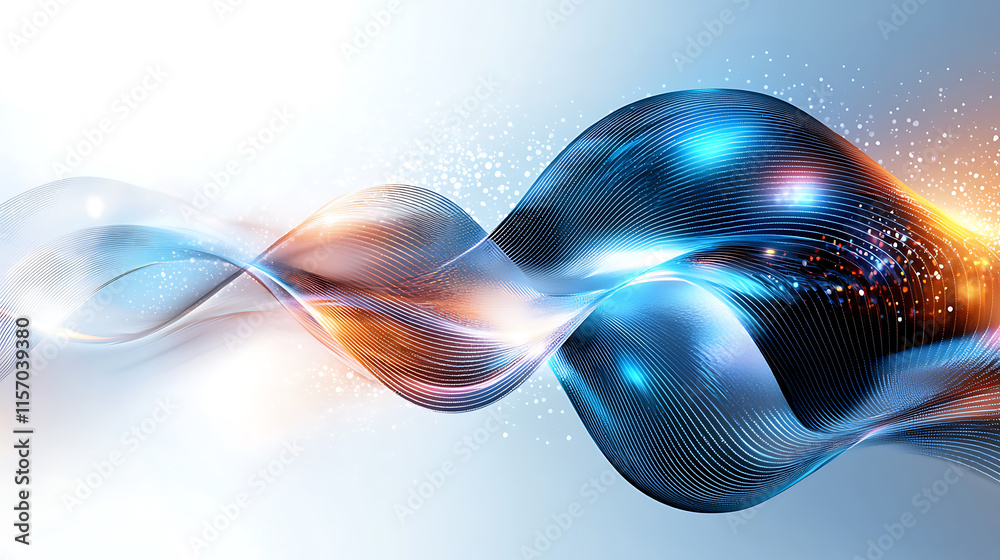 Poster dynamic wave patterns in digital art abstract realm graphic design vibrant environment close-up view