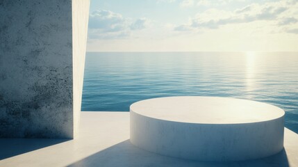 Fototapeta premium Minimalist architecture by the serene water.