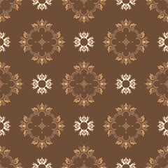 White and brown damask design seamless vector background. Graphic vector illustration, ornate pattern for wallpaper, fabric, packaging, and wrapping. 
