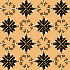 Brown, cream, and black floral classic damask pattern: vector illustration for elegant textile design, carpet, curtains, and clothing.