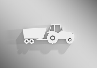 Agricultural machinery. Vehicle for field farm work. Industrial tractor transport icon. 3D render
