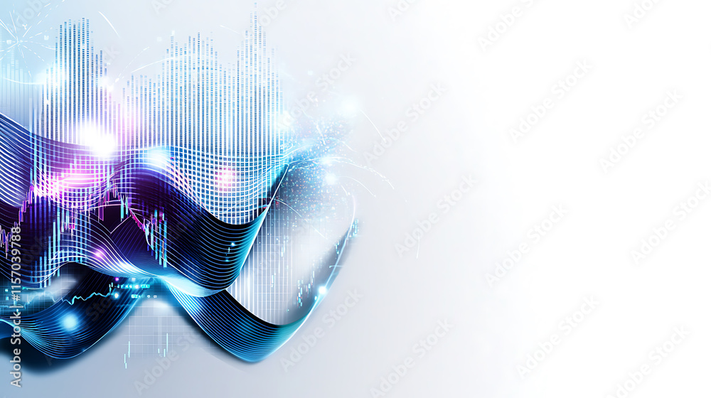 Poster dynamic digital waves representing data visualization trends in technology abstract modern environme