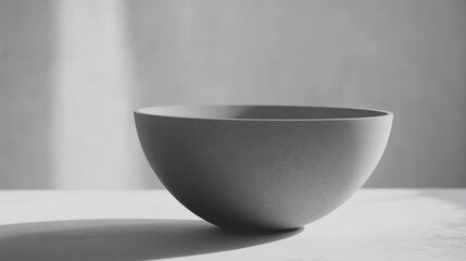Minimalist gray ceramic bowl on a table.