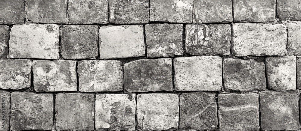 Aufkleber vintage monochrome brick wall texture ideal for graphic design projects and background applications.