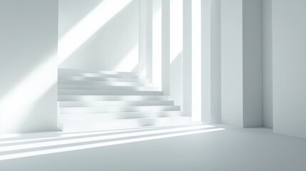 Obraz premium Minimalist interior with dramatic light and space.