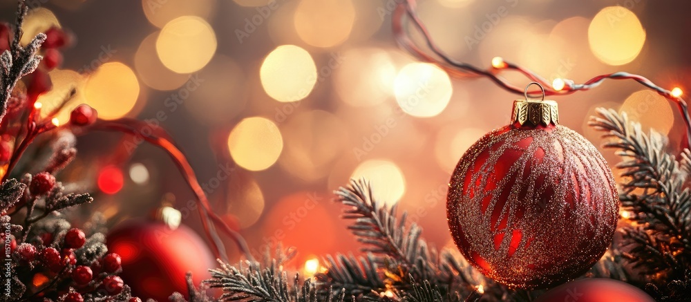 Aufkleber warm festive bokeh background with glowing lights and christmas ornaments creating a cozy holiday at
