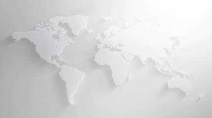 Naklejka premium Minimalistic white world map on a light background.