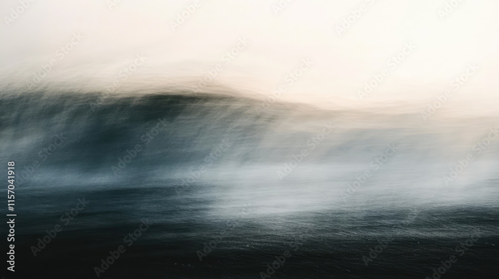 Poster Abstract ocean wave in motion with serene blurred colors capturing the essence of tranquility and peacefulness at the beach on a sunny day