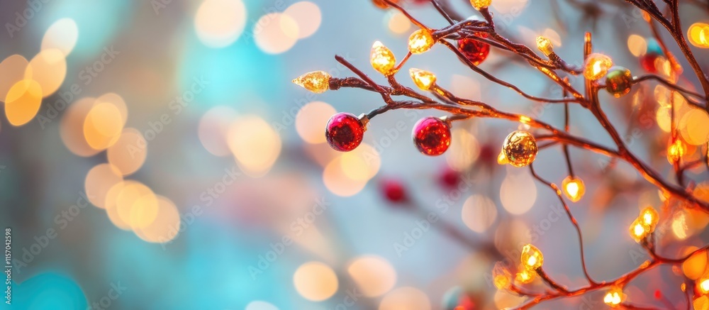 Poster bokeh pattern garland with blurred golden lights creating a festive and celebratory atmosphere for h