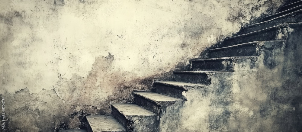 Poster weathered concrete stairway showcasing rustic charm and historical architecture enhanced by a vintag