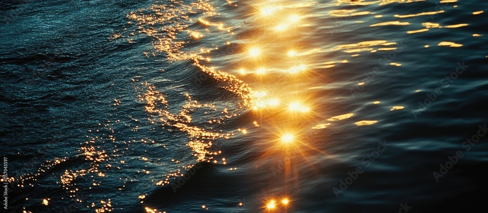 Poster sunlight glistening on the surface of a tranquil waterway creating a mesmerizing display of light an