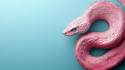 Fototapeta premium Banner with copy space, paper cut design, snake