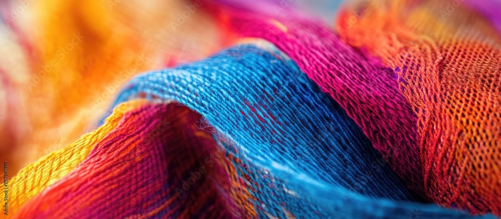 Poster vibrant woven fabric textures highlighting craftsmanship in mobile photography with rich colors and 