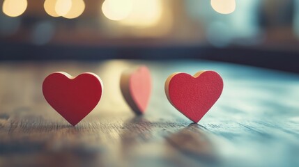 Customer appreciation concept with heart symbols on table representing love and connection in business communication and relationships.