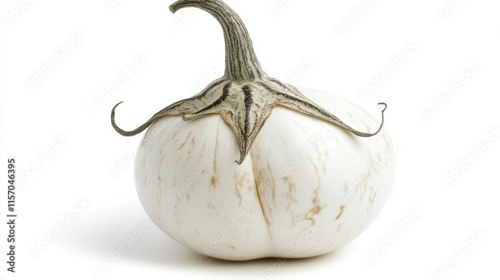 Poster white eggplant with unique shape and texture displayed on a clean white background for culinary or g