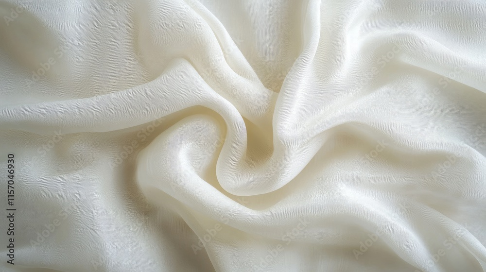 Aufkleber Soft white silk fabric texture draped elegantly for high-quality background use in design and creative projects.