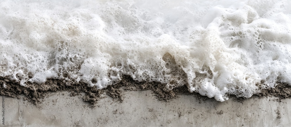 Poster gentle ocean waves crashing on a sandy beach creating a serene and inviting travel destination backd