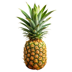 Tropical Pineapple with Vibrant Green Leaves and Golden Skin isolated on transparent background