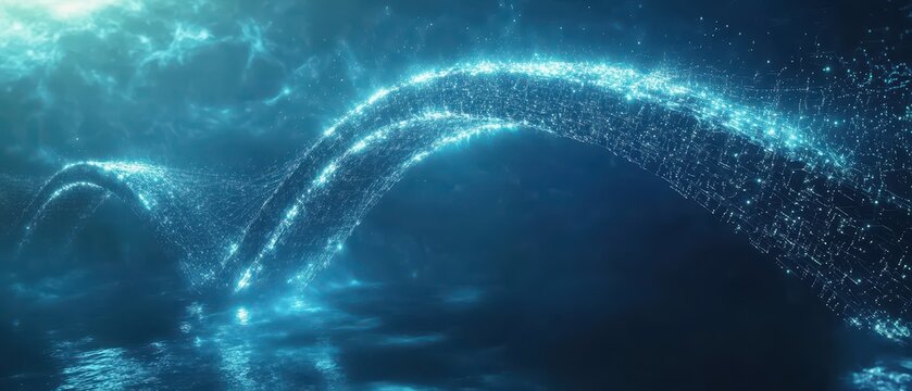 Futuristic bridges made of glowing cloud data streams, cloud computing, abstract connectivity themes