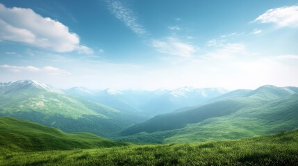 Obraz premium Serene mountain landscape with lush greenery.