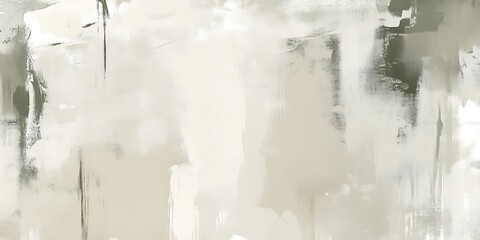 Naklejka premium Abstract art, grayscale painting, neutral tones, brushstrokes, texture, background.