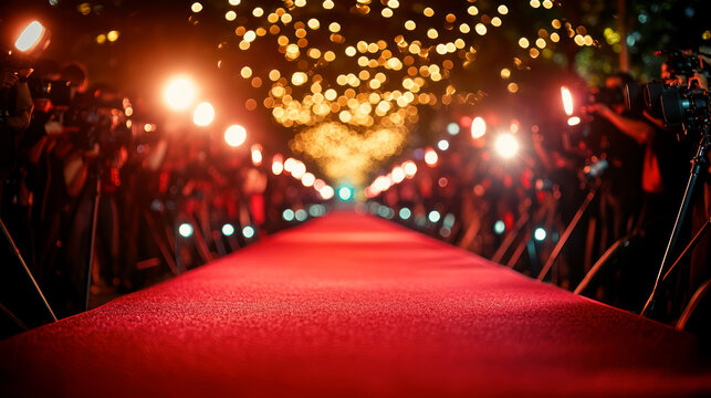 Crowd of photographers on a red carpet show