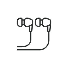 In-ear headphones, icon in line design. In-ear headphones, earbuds, audio accessories, earbuds, compact headphones, earphones on white background vector. In-ear headphones editable stroke icon