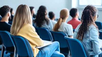 Fototapeta premium Students attending a lecture in a classroom.