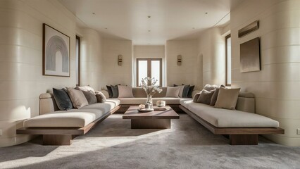 Fototapeta premium modern living room with fireplace