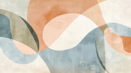 Abstract wall art featuring fluid shapes in warm and cool tones, ideal for modern interior decor and artistic inspiration