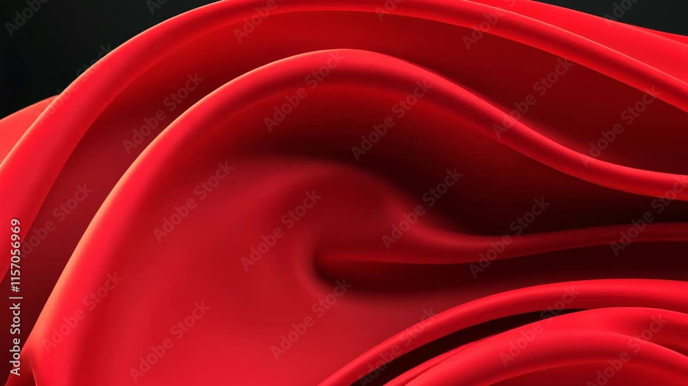 Poster Smooth Red Close-Up of Curved Patterns with Telephoto Effect and Dynamic Flow