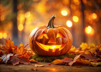 Spooky Halloween Pumpkin with High Depth of Field - Autumn Harvest