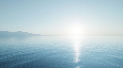 Obraz premium Tranquil ocean view at sunrise with soft colors