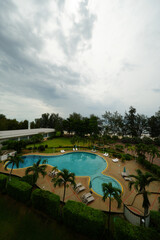 Fototapeta premium Picture of swimming pool at Suan Son Pradipat, Hua Hin District, Prachuap Khiri Khan Province, Thailand, taken on 8 June 2023.